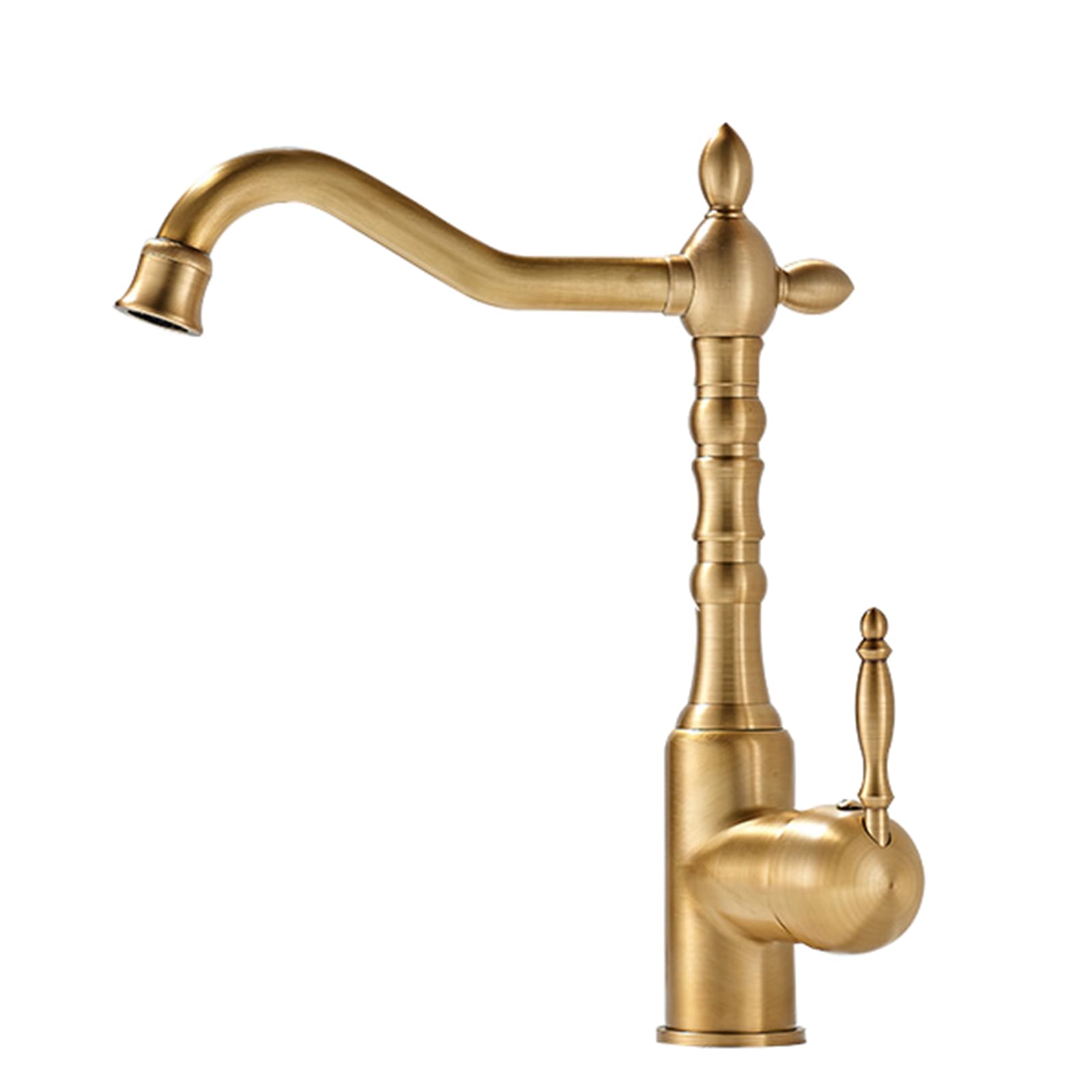 ZYCHSJXA Antique Brass Kitchen Mixer Tap 360 Degree Swivel Spout Sink Taps for Single Handle Hole