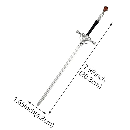 Miniatura 2 de Paquete de 2 accesorios para el cabello con borla de espada china para mujer, moños con gemas para el cabello (plateado)