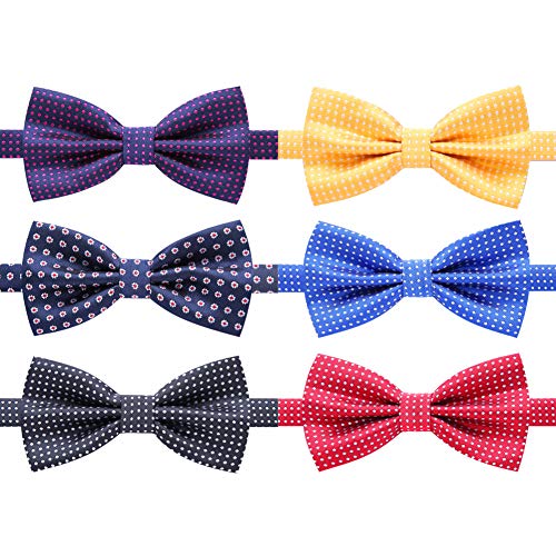 AUSKY 8 PACKS Elegant Adjustable Pre-tied Bow Ties for Men Boys (1&4&5&6&8 Pack for option) Q