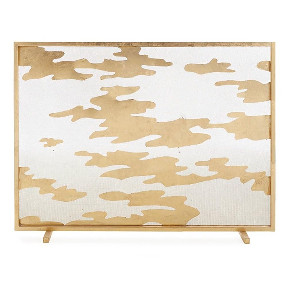 fireplace cover Distressed Golden Cloud Fireplace Screen Decorative Partition with Hollowed out Fireproof Net