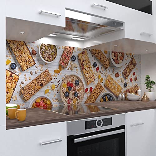 OneWheel Küchenrückwand-Folie Selbstklebend – Ziegelstein-Optik Schwarz, 400 X 60 Cm, PVC Spritzschutz