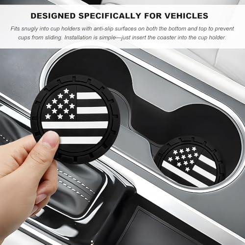 4 PCS Portavasos para Auto con Diseño de Bandera USA miniatura 5
