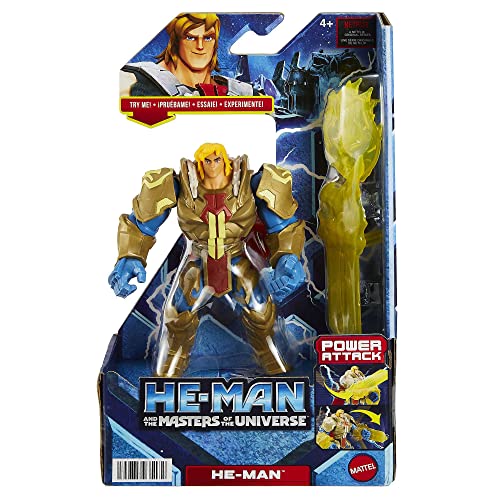 He-Man And The Masters Of The Universe He-Man Action Figure In Grayskull Armor With Power Attack Move & 2 Accessories Inspired By Motu Netflix Animated Series, 5.5-In Collectible Toy For Kids Ages 4+ #TOP5