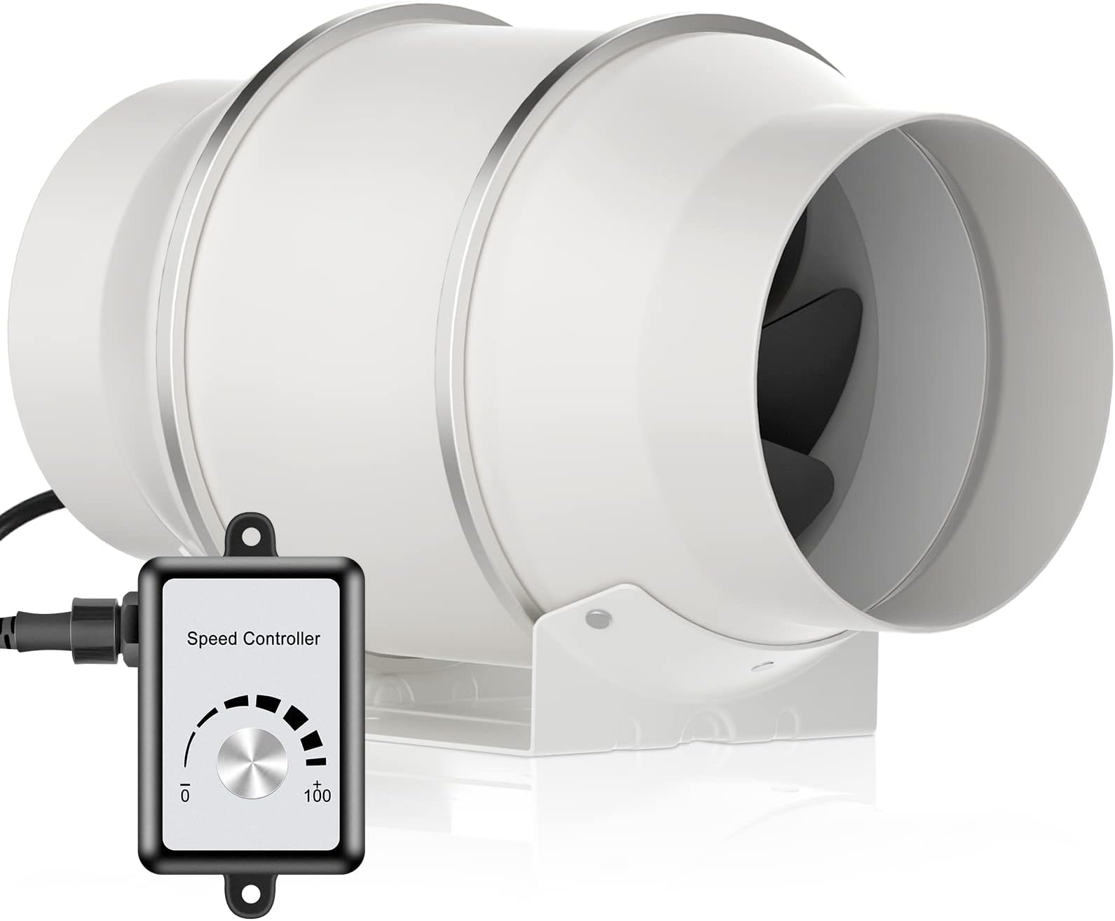 HG Power Duct Fan, Variable Speed Controller, 150 mm, for Bathroom, Workshop, Hydroponics, 110V-240V, EC Motor