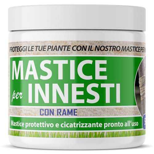 mastice per innesti e potature - con rame - antibatterico pasta cicatrizzante curativa per ferite piante alberi arbusti (500 gr)