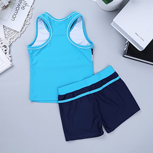 Image of iEFiEL Little Girls' Kids Summer Two Piece Boyshort Tops Tankini Kids Swimsuit Swimwear Set