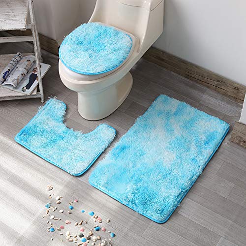 Tapis de toilette tie-dye à poils longs ensemble de trois pièces absorbant l'eau