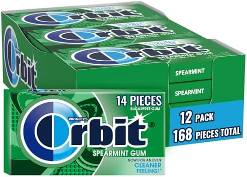 Wrigleys Orbit Spearmint Sugarfree Chewing Gum 14 Piece Pack Box Of 12 Packs