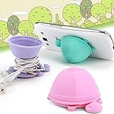 CiCy Pink Turtle Silicone Cell Phone Holder Suction Cup Stand Earphone Wrap Cable Headphone Cord Winder for iPhone/ Ipad /Smart Phone /Tablet PC