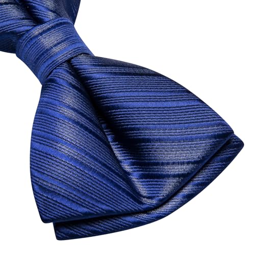 Image of Dubulle Mens Paisley Striped Bowtie Set Pre-tied Bowtie for Men and Pocket Square Set Wedding Business