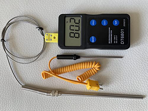 Thermomart Kiln Oven Furnace Digital Pyrometer F,C for Pottery Ceramic Glass fusing Annealing PMC Metal Clay Beads Enameling Forges Sensor Probe Thermometer 6 Long 1800 Fahrenheit, DP-6801