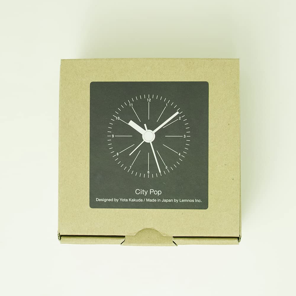Lemnos Sveglia analogica City Pop/Sveglia da comodino analogica silenziosa/Sveglia vintage da viaggio di qualità giapponese/Orologio da comodino a pile/Sveglia classica