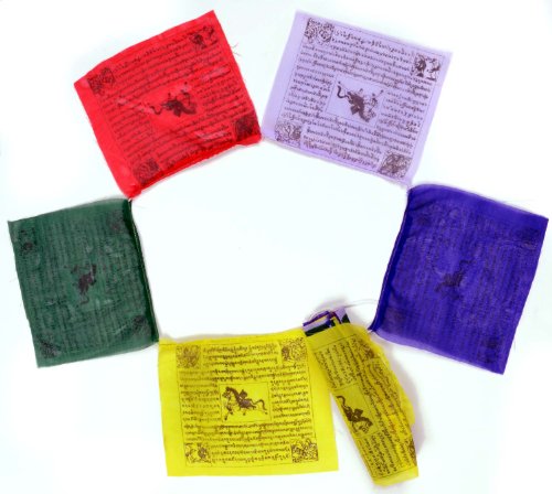 BUDDHAFIGUREN/Billy Held Buddhistische Gebetsfahnen 4 5 m Länge 25 Blatt - Jede Fahne hat eine Größe von 17x16 cm feine Qualität Buddha Dekoration