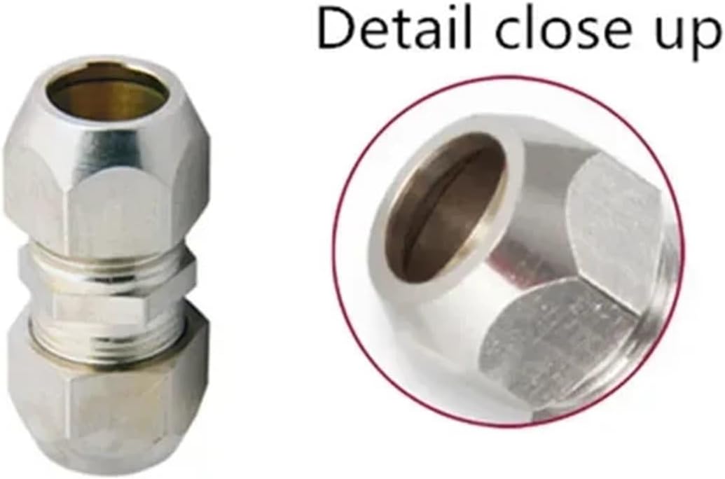 Nickel plating on copperCompression Ferrule Tube Fitting 4-16mm Brass Pipe Double Card Set Copper Joints Tubing Nut Lock Double(OD tube 4mm to 6mm)
