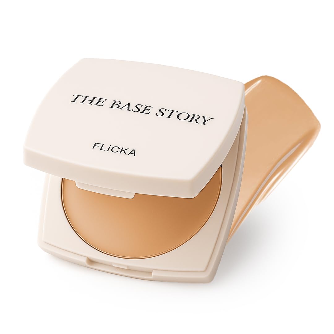 FLiCKA The Base Story Cream Foundation for Face Makeup 8.5gm | Medium to High Coverage | Waterproof & Long Lasting | Smooth & Matte Finish with SPF | All Skin Types | 04 Walnut