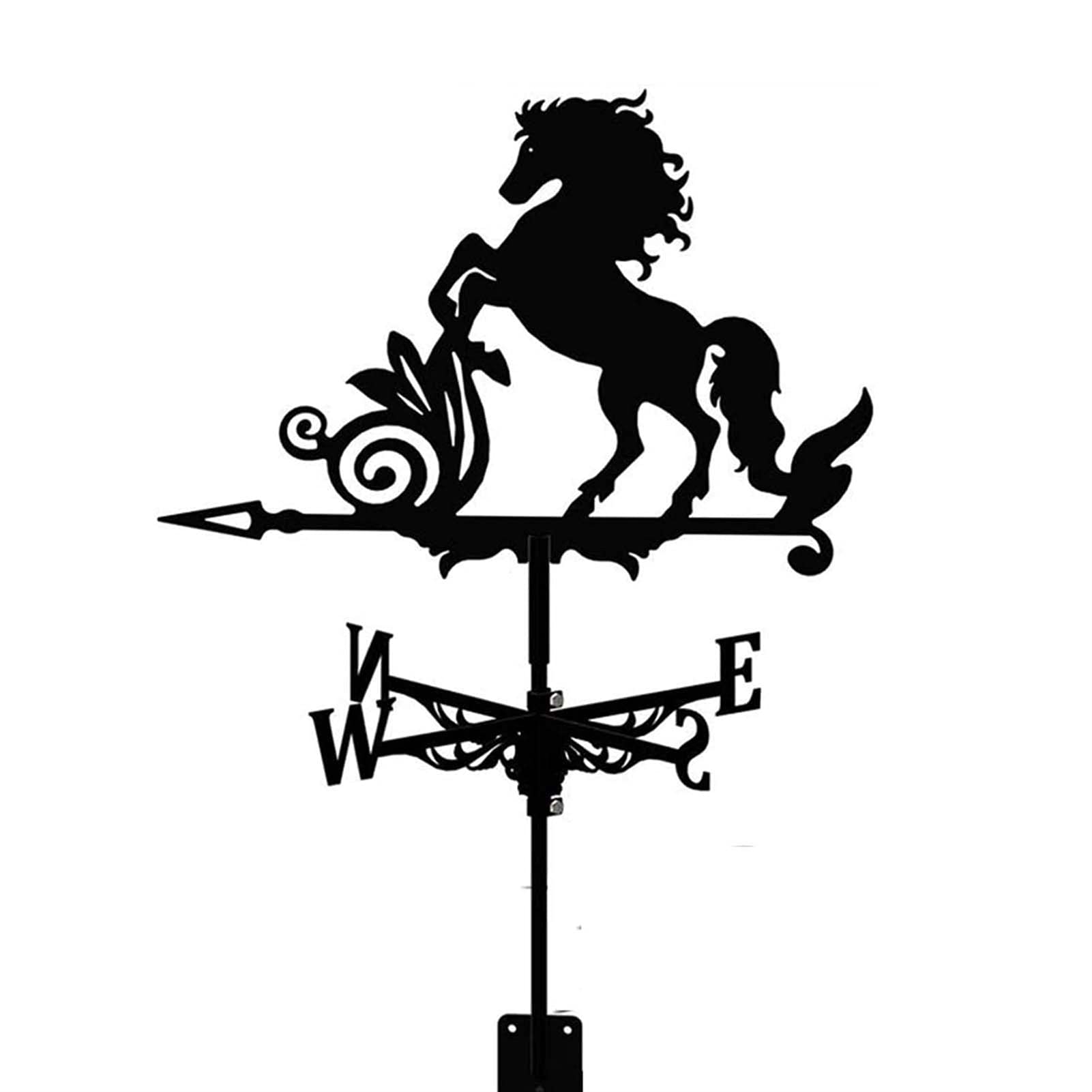 Weather Vane, Decorative Garden Accessories Garden Pole Wind Direction Roof Mount Measuring Tool Indicator Decoration (Color : Witch) (Horse)