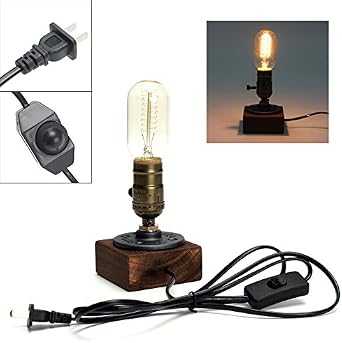 BANGWEIER Retro Style Vintage Industrial Steel Pipe Desk Table Lamp Light Edison Bulb Home Restaurant Bar Shop Decoration