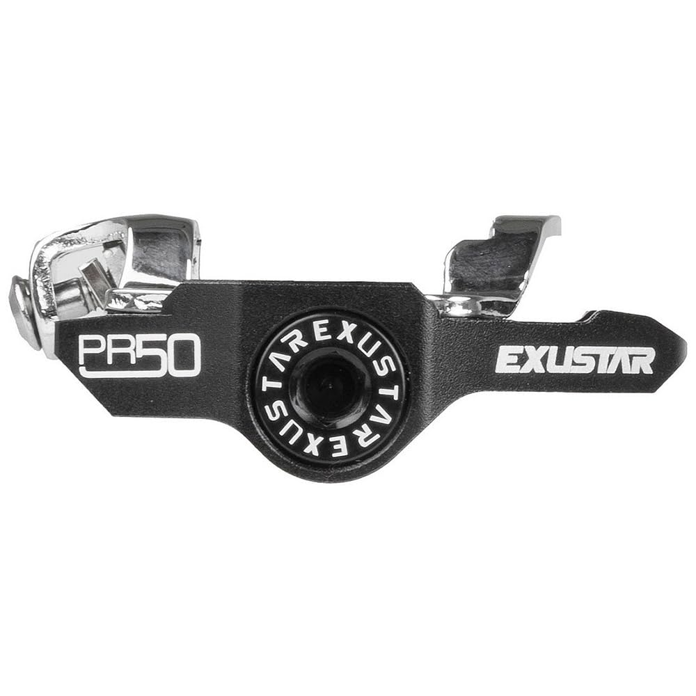 Exustar E-PR50 Klickpedal aus Aluminium, Rennradpedal, CrMo-Achse, SPD-kompatibel, klickpedal, SPD-Pedal, 262 g, schwarz-Silber, inkl. Schuhplatten : 