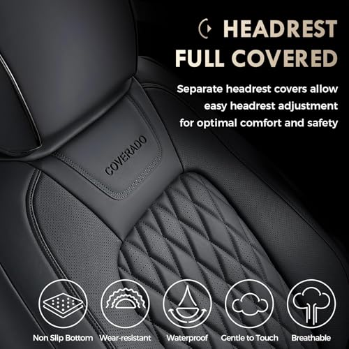 Image of Coverado Leather Rear Seat Covers Fit for Ford F150 F250 F350 F450, Waterproof Ford Truck Rear Seat Covers Fit for 2015-2026 F150 & 2017-2026 F250 F350 F450 (Black)