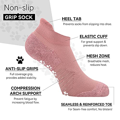 Image of KitNSox 2 Pack Non Slip Grip Yoga Socks for Men Women, Non Skid Cushioned Hospital Maternity Ballet Pilates Floor Dance Socks