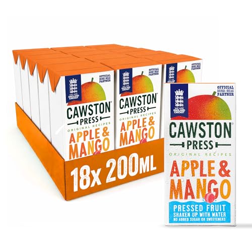 Cawston Press Fruit Water Kids Drink | Pressed Apple & Mango Flavoured Water | 200ml x 18 Pack Mango & Apple Juice Cartons | School Approved No Added Sugar Vegan | Ideal for Kids Lunchbox