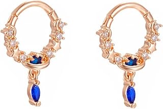 5 Pçs Anel De Nariz Planeta Azul Cristais Decoração Jóias Femininas Decoração Moderna Anéis De Nariz Para Mulheres Clip No Nariz Jóias Da Moda Para Mulheres Titânio Aço Prata