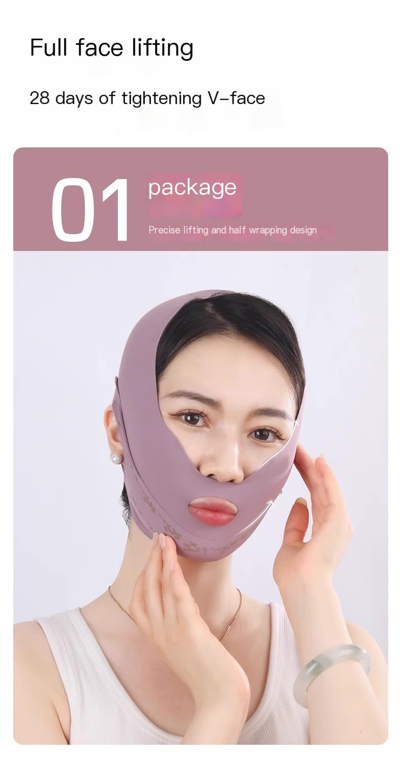 Facial Slimming Strap, Purple | Adjustable Chin Strap, For Sleeping, V Shaped Face Mask, Jaw Exerciser, Reusable