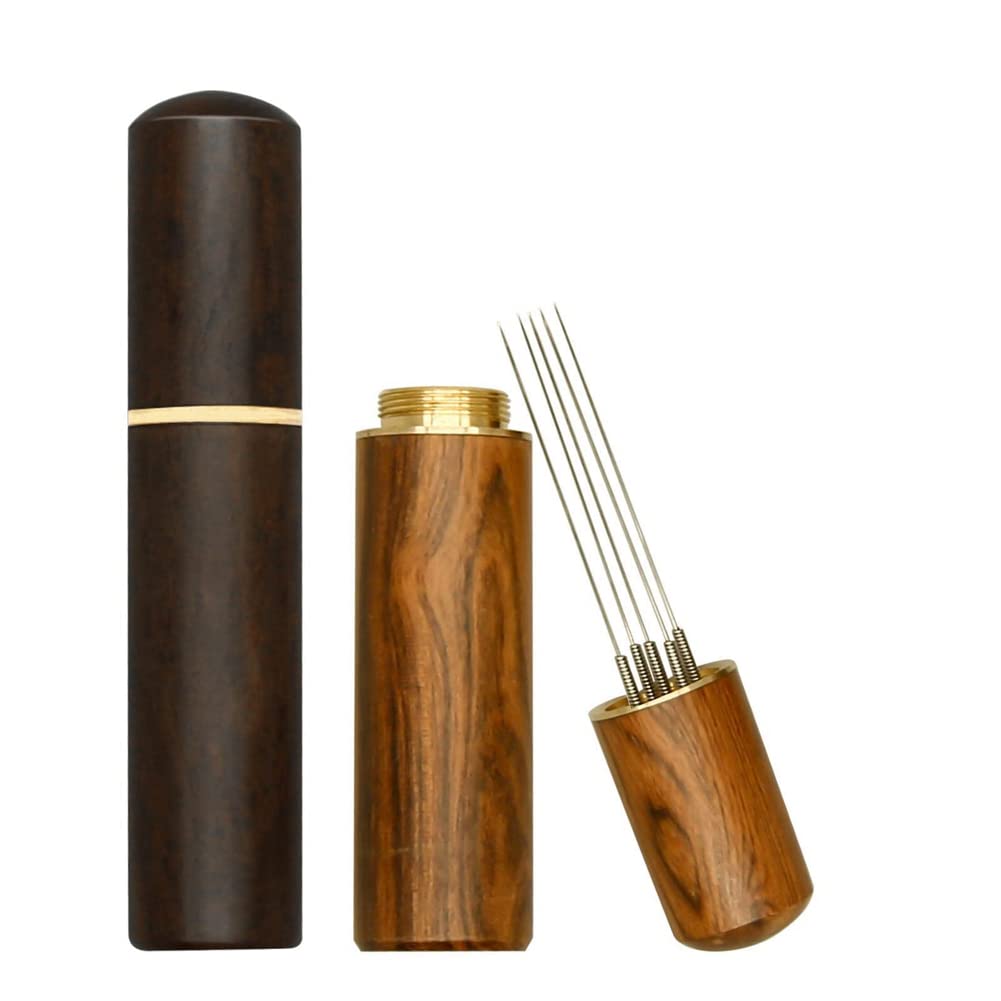 CTRLZS 2Pc Espresso Distribution Tool,Espresso Stirrer Tool with Natural Wood Handle and Base,5Needles Espresso Coffee Stirrers