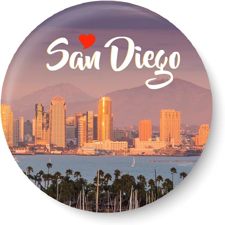 PEACOCKRIDE Love San Diego I Love with United States Series I Pin Badge (Metal, Multicolor, 75mm)