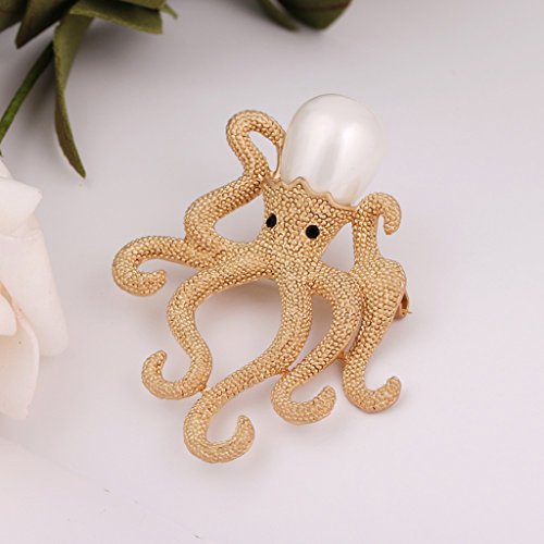 F Fityle Polvo Broche Simulado Pérola Animal Do Mar Broche Polvo Jóias Presente - Ouro