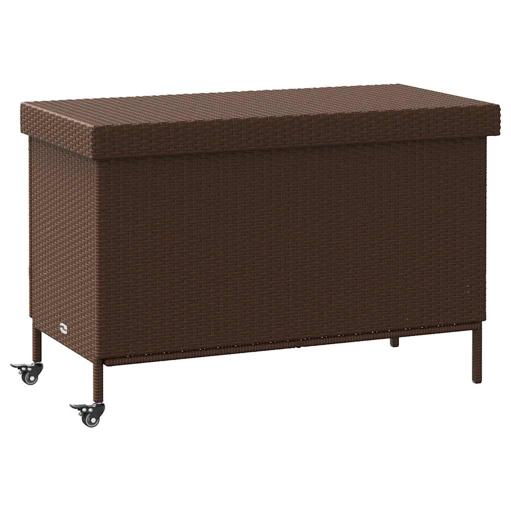IKAYAA Gartenbox Wasserdicht XXL mit Rollen Auflagenbox Rattan Wetterfest Kissenbox Werkzeugkasten Gerätebox Gartentruhe Garten Balkon Aufbewahrungsbox 110 x 55 x 73 cm Braun