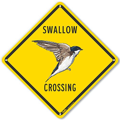 Panneau Swallow 1 Crossing aluminium jaune 25x25 cm signalétique extérieure