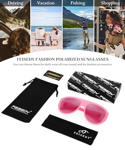 Image of FEISEDY Retro Polarized Aviator Sunglasses for Men Women Trendy 70s Vintage Plastic Frame Sun Glasses B4150