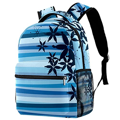 Sac à dos de voyage pour adolescents en toile résistante motif rayures bleues