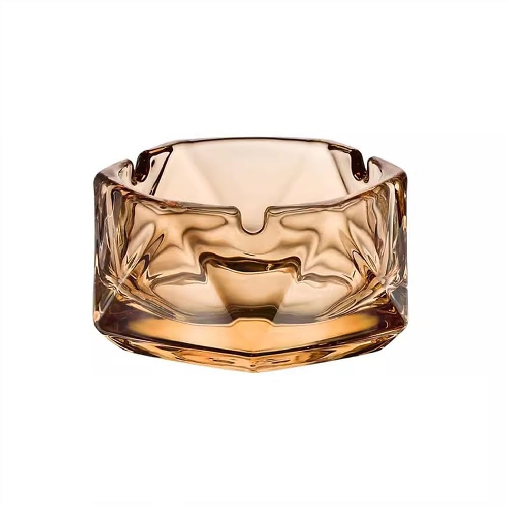 Smoking Accessories Outdoor Ashtray Glass Ash tray Six Diamond Shaped Ashtrays(Amber)