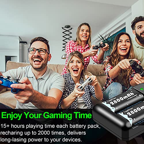 Rapthor 2800mAh Gaming Controller Rechargeable Battery Pack with Charger for Xbox One/Xbox One X/Xbox One S/Xbox One Elite/Xbox Series X/S Batteries Kit (4 Batteries+1 Charger) - Thumbnail 7