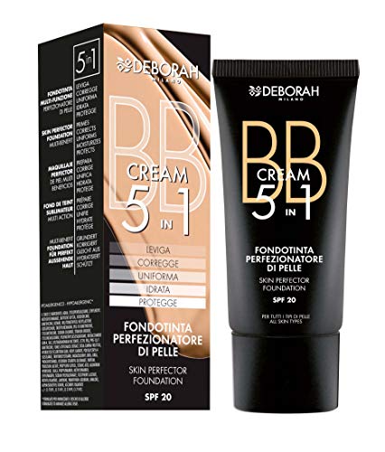 Deborah Milano BB Cream Foundation 5 in 1 Formula, Primes, Conceals, Evens, Moisturises and Protects with SPF 20 5.1g 5 by Deborah Milano
