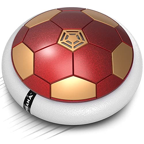 Image of Mirana Air Football Smart Toy for Kids | 3-Mode USB Type-C Rechargeable Hover Ball | Indoor Electric Hoverball with LED Lights | Birthday Gift for Boys & Girls 2 3 4 5 6 7 8 9 10 Years (Red-Golden)