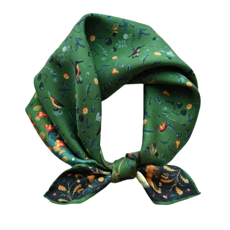 Foulard cheveux femme soie vert forêt carré léger multi-usages