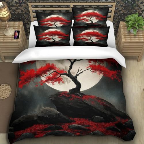 Housse de couette effet 3D confortable parure de lit rouge - 5