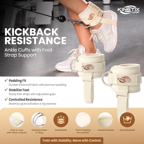 Image of Ankle Resistance Bands with Cuffs - 3-Level Latex Exercise Bands for Glutes, Kickbacks & Hip Training | Neoprene Padded Ankle Cuffs for Women & Men | Home Gym Workout Set with Mesh Bag
