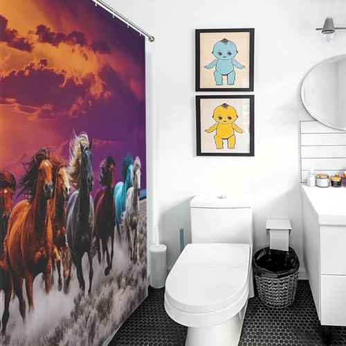 Rideau de douche cheval polyester imperméable baignoire angle 168x183