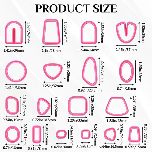 URROMA Polymer Clay Cutters Set, 18 Shapes Geometric Clay Earring Cutters Plastic for Earrings Jewelry Making Polymer Clay Cutters - Image 3