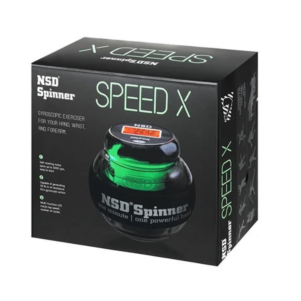 NSD Spinner Heavy Metal Speed X - Elektronischer Start und Metallrotor. Messen Sie Ihren Fortschritt in Echtzeit mit dem eingebauten Geschwindigkeitsmesser. Perfekt für Muskelkraft, Koordination und