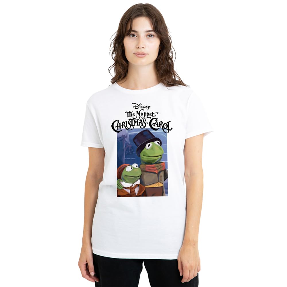 Muppets Disney The Christmas Carol Kermit Ladies T-Shirt, White, Medium