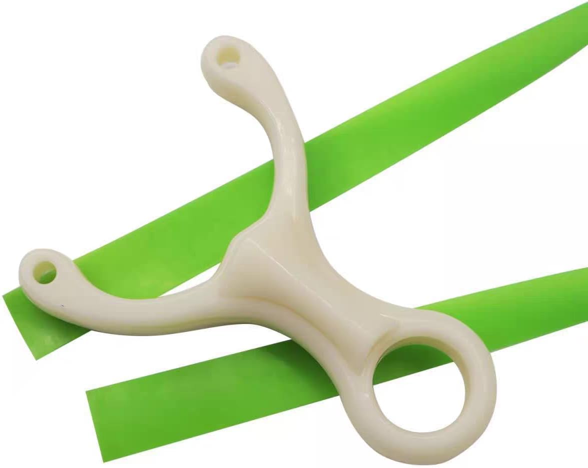 Plastic Slingshot with Green Elastic Bands and Ring Handle, Outdoor Target Shooting Catapult