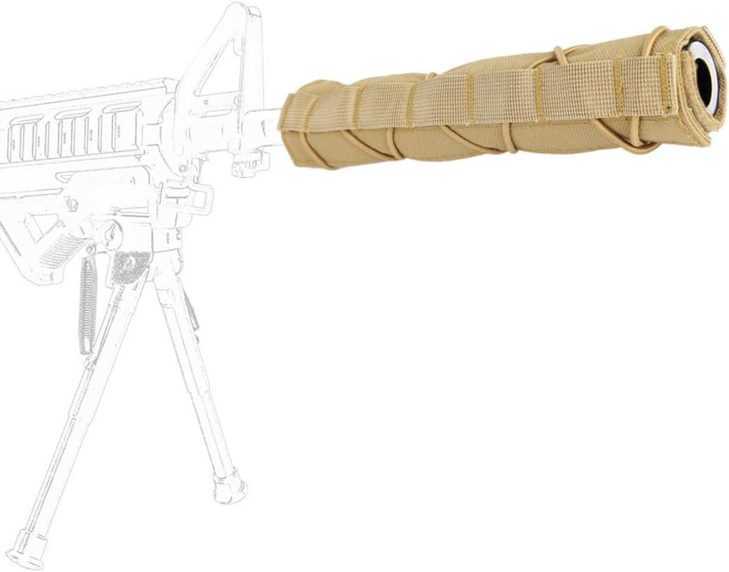 Quick Release Suppressor Cover in Oxford Cloth, 8.7In Airsoft Silencer Cover, Heat Resistant Muffler Baffler Protector with Molle System for Shooting and Hunting