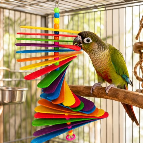 Bonka Bird Toys 867 Big Stick 9.5" Colored Wooden Plastic Spinning Chew Toy for Medium Birds Cage Enrichment Conure Amazon Eclectus and Similar - Image 4