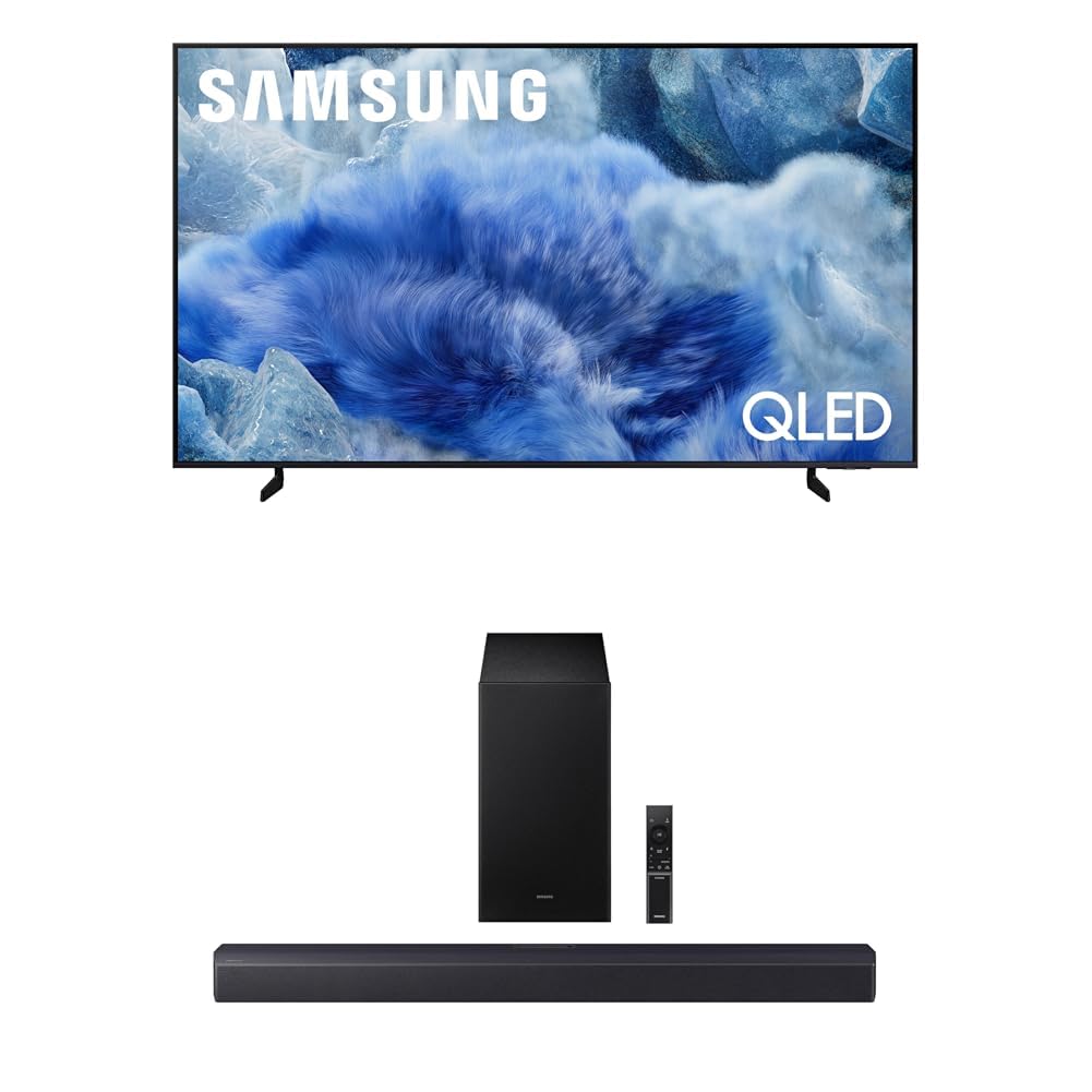 Samsung 50-Inch Class QLED Q8F 4K UHD Smart TV (2025 Model) Q4 AI Processor, 100% Color Volume + Samsung B-Series Soundbar HW-B550F 2.1 ch DTS Virtual:X Soundbar with Subwoofer (2025 Model)