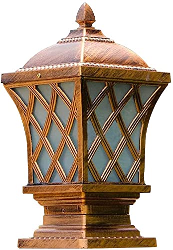 CGJDZMD Outdoor Porch Column Post Lights: Aluminum Glass Patio Path Lamps Outdoor Waterproof Square Fence Pillar Light Rural Post Light Fence Column Pedestal Light Gate Bollard Deck Stigma Lantern Fix